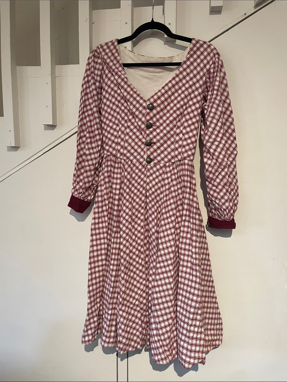 Handmade cotton historic vintage costume dress XS
